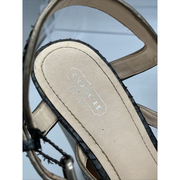 Coach Women’s Karolina 9B Snakeskin Heels Dark Blue Gray Platform Stunners Y2K - Picture 4 of 12